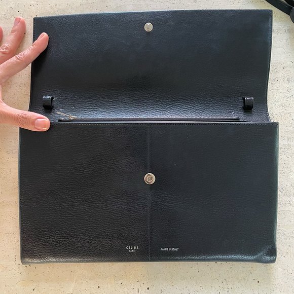 RARE Céline 2017 Black Folded Clutch with Removable Strap | Pheobe Philo Era - Picture 5 of 9